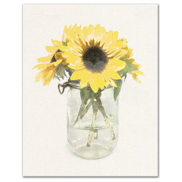 Sunflowers In Mason Jar 11x14 Canvas Wall Art