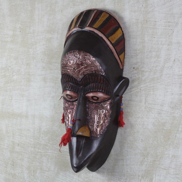 Handmade Lovely Lady Akan wood mask - Ghana
