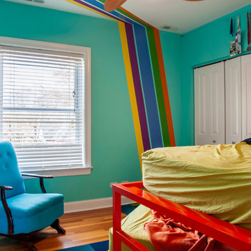Bedroom walls and ceiling striping