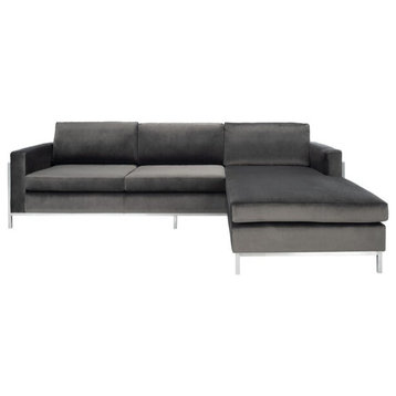 Safavieh Couture Camila Poly Blend Sectional, Dark Grey