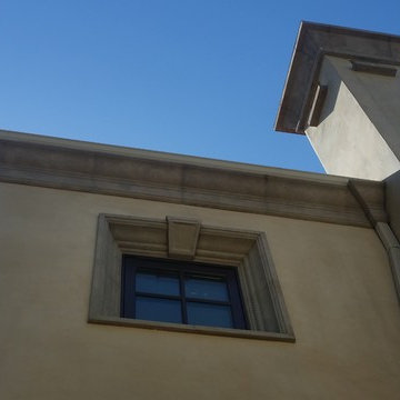 Costom 4x8 Gutters with a K-Style Profile Inlaid in Pre-Cast, San Marino Ca.