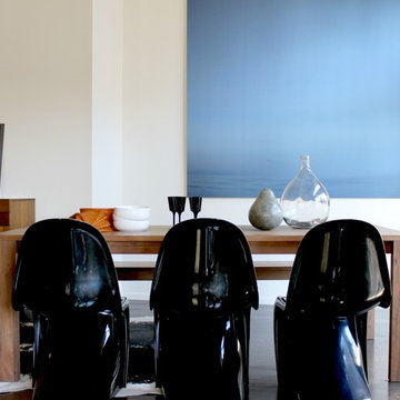 Panton S Chairs in Black with Blue Large Scale Photography