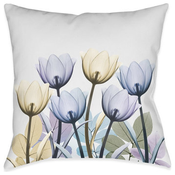 Spring X-Ray Tulips Outdoor Pillow, 18"x18"