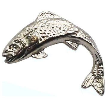 Jumping Trout Left Face Cabinet Knob, Nickel