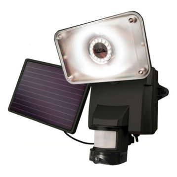 Maxsa Secure Motion-Activated Solar Security Camera and Floodlight, Black