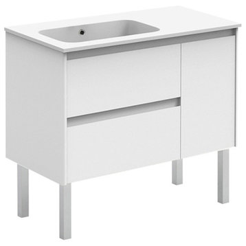 Ambra 90F Complete Vanity Unit, Gloss White, Without Mirror