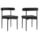 Armen Living - Shannon Dining Chair With Matte Black Iron and Black Fabric, Set of 2 - Bring effortless style and comfort to your home with our Shannon Dining Chair in Fabric and Metal - Set of 2 by Armen Living. This contemporary dining chair makes a sophisticated statement with its chic and refined style. A cylindrical cushion complements the curved backrest to offer perfect back support. The chair includes a generously padded seat, to provide a comfortable seating experience. It is covered in performance fabric to offer easy care and maintenance. Featuring a sleek and slender metallic frame, this dining chair lends effortless elegance to any corner. It can bring everyday charm to your eat-in kitchen and dining room. The Shannon chair can offer an easy-to-land spot anywhere from your living space to your home office. Its sturdy and durable construction allows years of use. Available as a perfect pair, the Shannon Dining Chair comes in brushed stainless steel with: Light Gray, Charcoal, Blue, or Taupe Fabric or matte black iron with: Thundercloud Gray fabric, Black fabric, Cream fabric, or Light Gray faux leather to effortlessly blend and complement your existing style and decor.