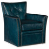 Hooker Furniture Conner Leather Swivel Club Chair in Checkmate Cover