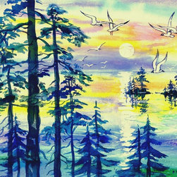 Watercolor, paper, 30x40 cm., "Rybinsk Sea", $ 300, - Products