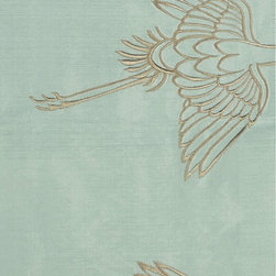 Blue Custom Made Embroidered Animal Dupioni Silk Curtains - Window Treatments
