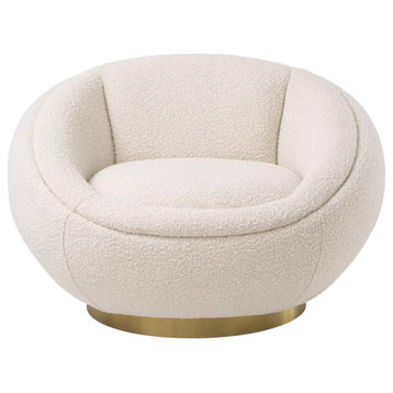 Round Cream Boucl√© Swivel Chair | Eichholtz Bollinger