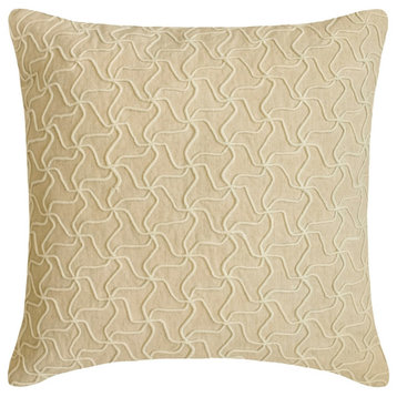 Beige Linen Linen and Cord 24"x24" Throw Pillow Cover Leanna