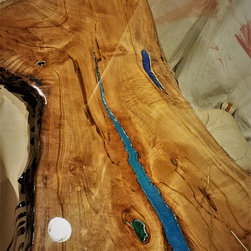 Epoxy River Table - Natural Edge Maple Slab - 3D Color - Furniture