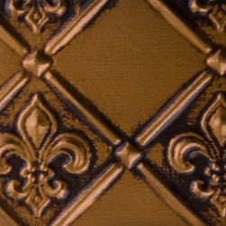 WC 80 Faux Tin - Backsplash Roll - Fleur de Lis - 3 " Pattern - Antique Gold - Wallpaper