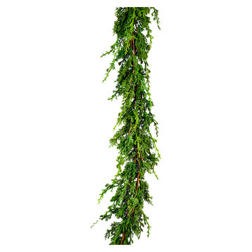 Serene Spaces Living Artificial Double Cypress Garland, Measures 5ft Long