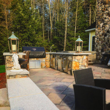 Interior Fireplace Surround with Wood Burning Insert, Expansive Outdoor Living