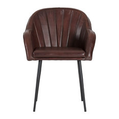 Claremont Leather Lounge Chair, Brown Leather And Black Leg