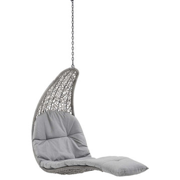 Landscape Patio Hanging Chaise Lounge Outdoor Swing Chair, Light Gray Gray