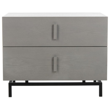 Chey Mid Century Scandinavian Lacquer Two Drawer Cabinet Grey/ Black