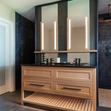 Dark Contemporary Primary Bathroom