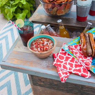 Mid-sized traditional backyard patio in Other.