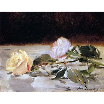 Edouard Manet Two Roses on a Tablecloth, 21"x28" Wall Decal Print