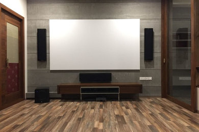 Design ideas for a modern home theatre in Hyderabad.