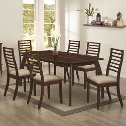 Coaster Stanley 7-Piece Cappuccino Dining Table and Chair Set - Dining Sets