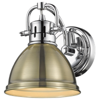 Duncan 1 Light Bath Vanity, Chrome With Aged Brass