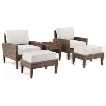 Crosley Furniture Capella 5-Piece PE Wicker / Rattan Outdoor Chair Set in Brown