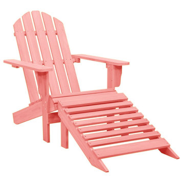 vidaXL Adirondack Chair Patio Adirondack Chair and Ottoman Solid Fir Wood Pink