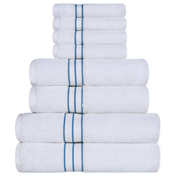 Turkish Cotton Solid Hotel Collection Towel Set, 8 Piece Towel Set, Light Blue