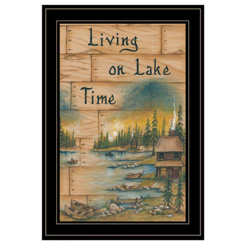 "Living On The Lake" by Mary June, Framed Print, Black Frame