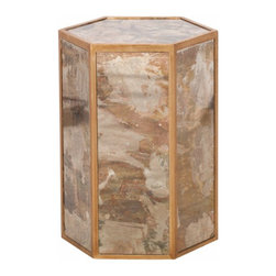 Worlds Away Marcelo Antique Mirror Gold Leaf Side Table - Bathroom Mirrors
