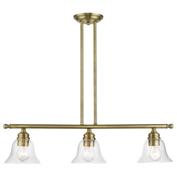 3 Light Linear Chandelier In Transitional Style-14.25 Inches Tall and 6.25