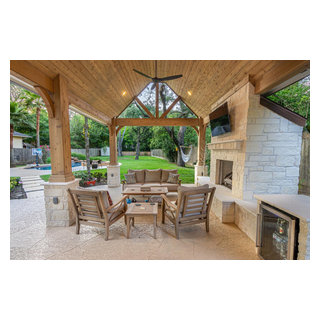 Gable Style Patio Cover with Fireplace - Traditional - Patio - Houston ...