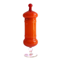 EMPOLI ORANGE APOTHECARY LIDDED JAR - Vases