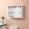 LuxenHome Farmhouse White MDF Wood Bathroom Wall Cabinet