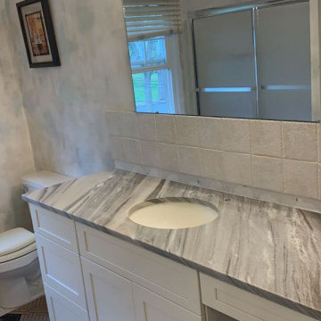 Elliptic Honed Quartzite Vanity Top Project in Wayne, NJ