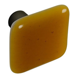 CKP - Art Glass Knob, Medium Amber, Oil-Rubbed Bronze Base - Cabinet And Drawer Knobs