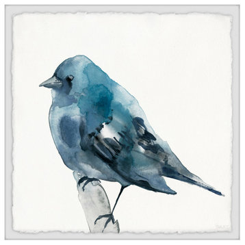 "Chubby Blue Bird" Framed Painting Print, 18"x18"