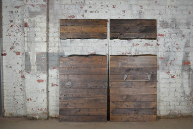 Rustic Style Barn Doors with clear resin inlay