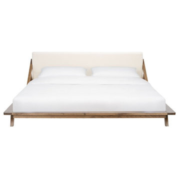 Safavieh Couture Devyn Wood Platform Bed, Light Grey/Beige, Queen