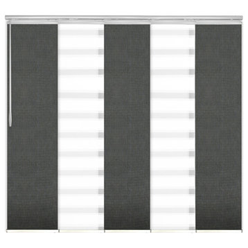 Blanched White-Koala Gray 5-Panel Track Extendable Vertical Blinds 58-110"x94"