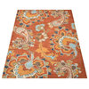 Hand Tufted Wool Area Rug Floral Rust
