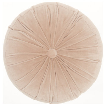 Light Pink Tufted Round Throw Pillow