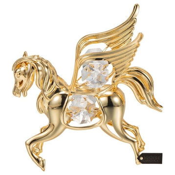 24K Gold Plated Crystal Studded Flying Pegasus Ornament