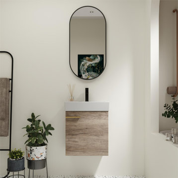 BNK Minimalist Wall-Mounted Bathroom Vanity with Ceramic Basin