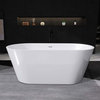 55" x 27.5" White Freestanding Soaking Acrylic Bathtub