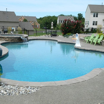 Custom In Ground Pool with Raised Spa and Waterslide